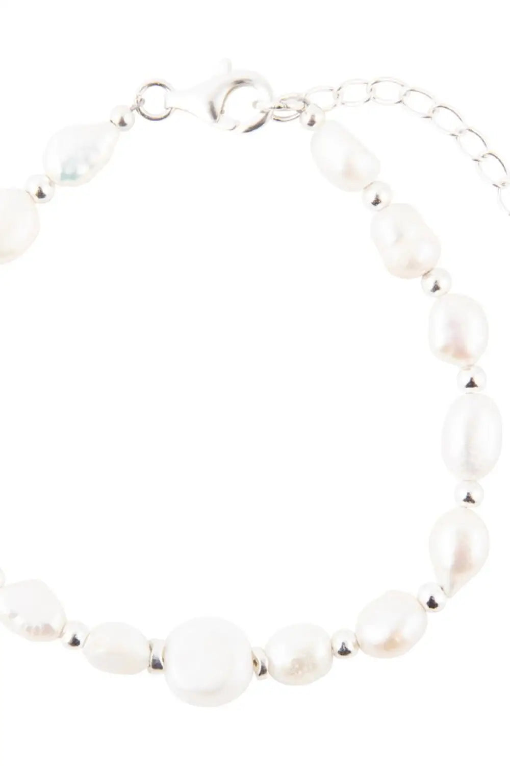 White Pearl Beaded Sterling Silver Bracelet - Bracelets