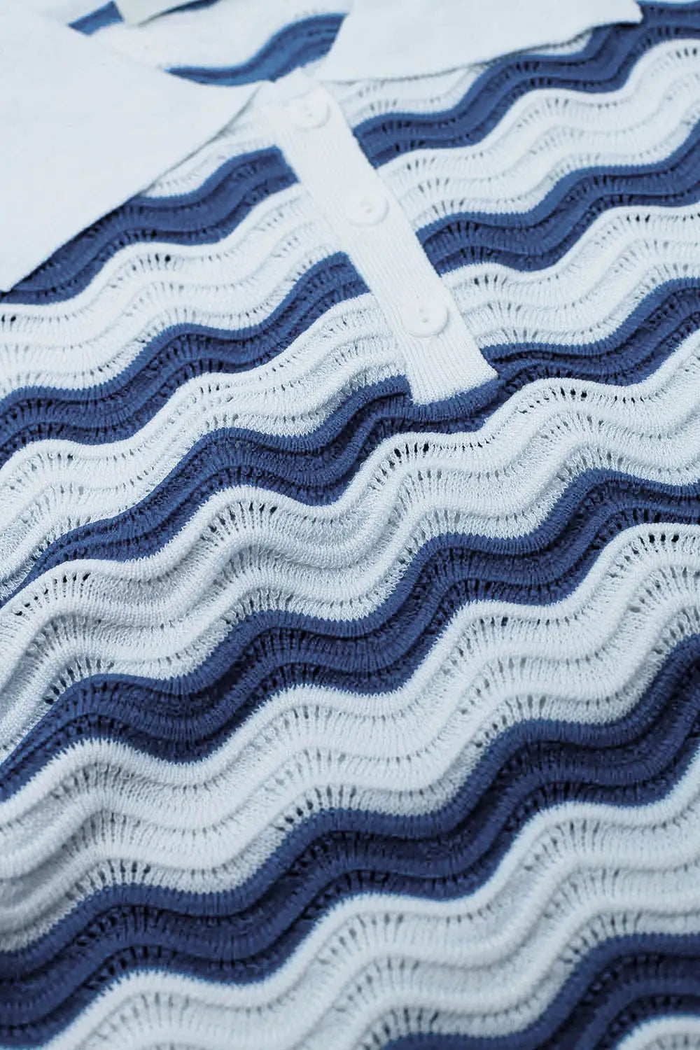 White polo with blue wavy stripes - Sweaters