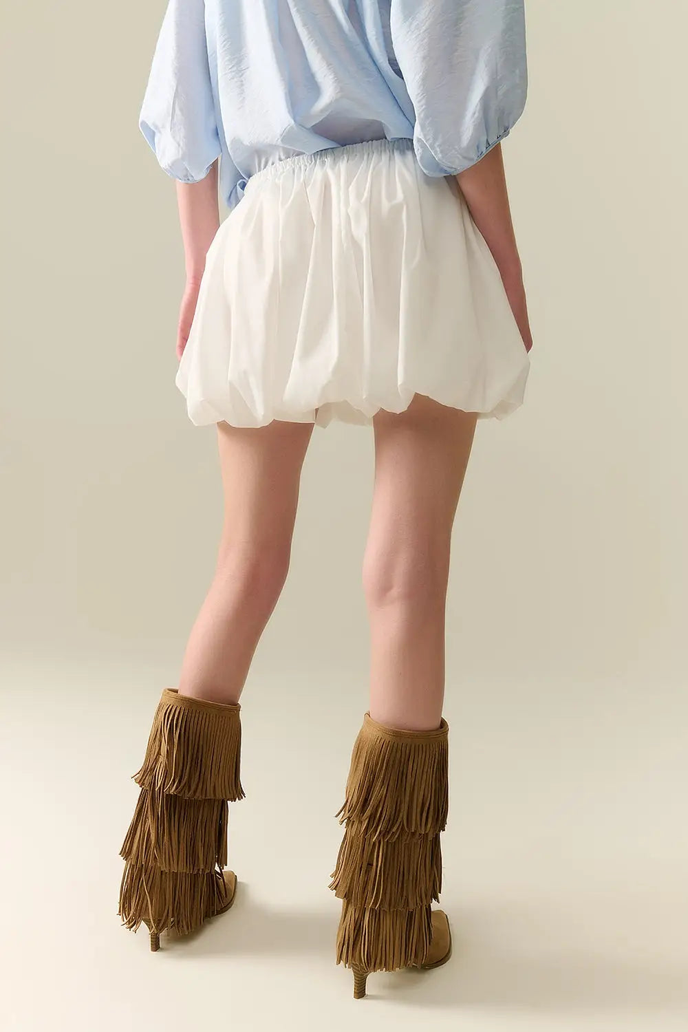 white poplin balloon miniskirt - Skirts