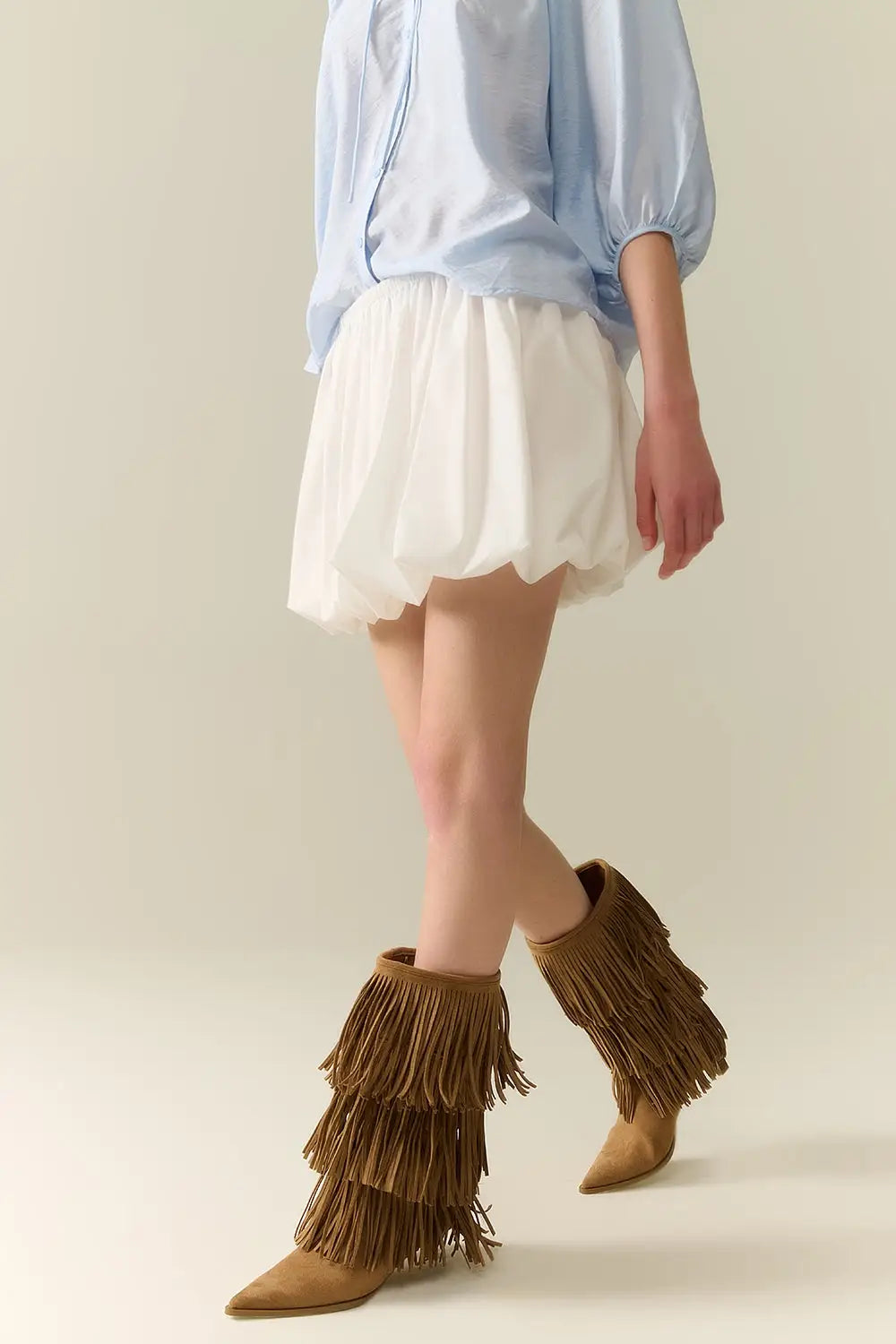 white poplin balloon miniskirt - Skirts