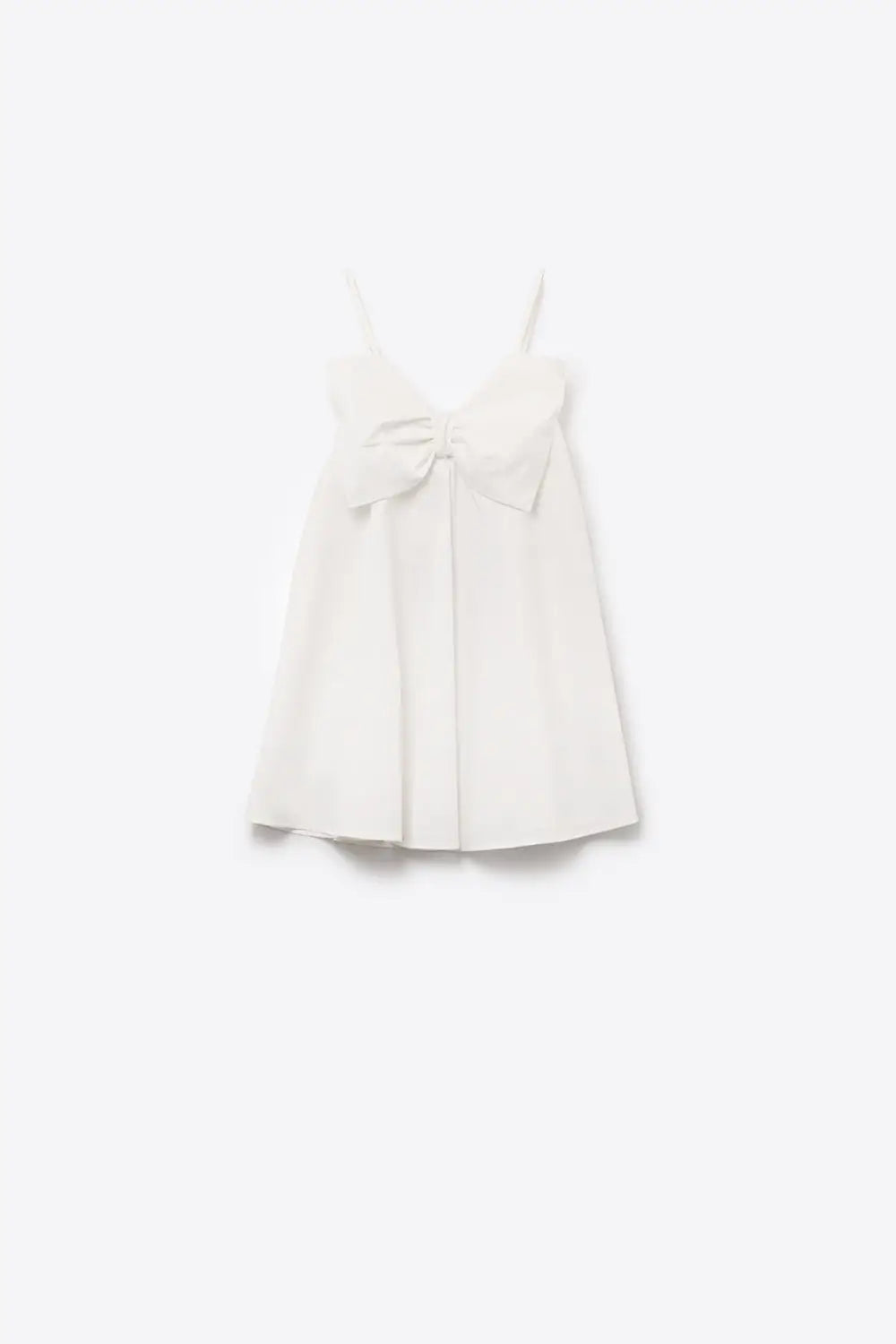White poplin mini dress with a big bow detail - Dresses