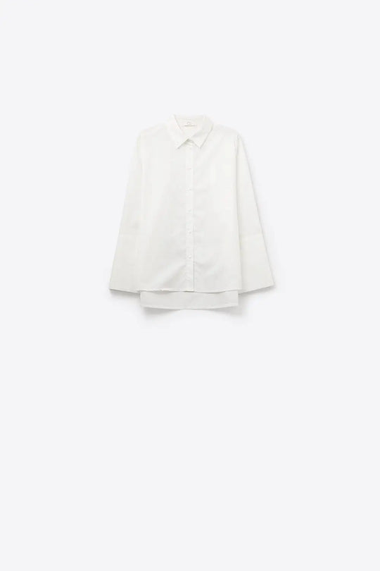 white poplin shirt with extra-wide cuffs - Shirts