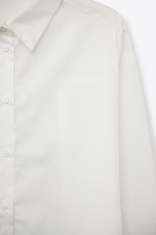 white poplin shirt with extra-wide cuffs - Shirts