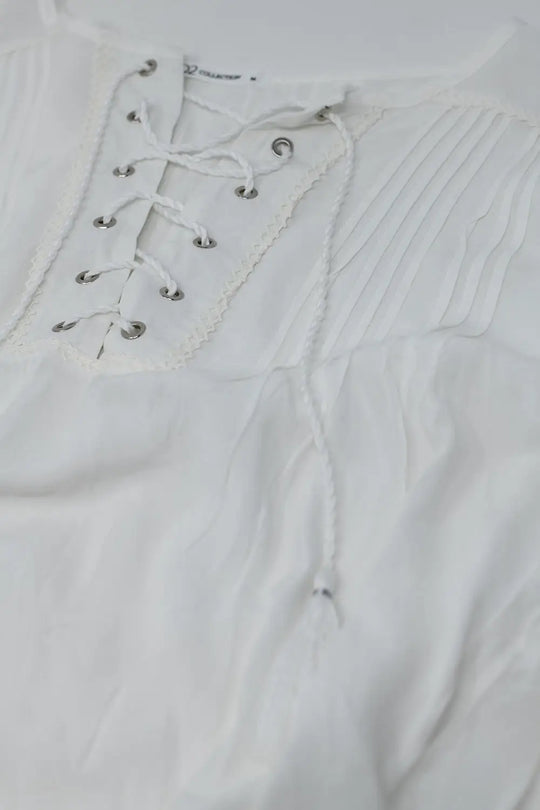 White Shirt With Tassel Ends and cross tie closure - Shirts