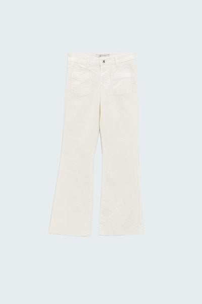 White Skinny Flared Jeans With Front Pocket Detail