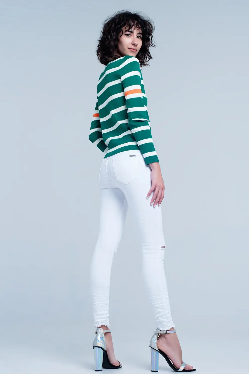 White skinny jeans with ripped knees detail - Jeans