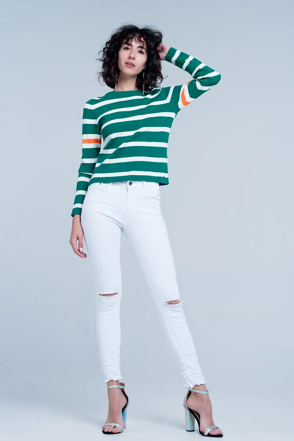 White skinny jeans with ripped knees detail - Jeans