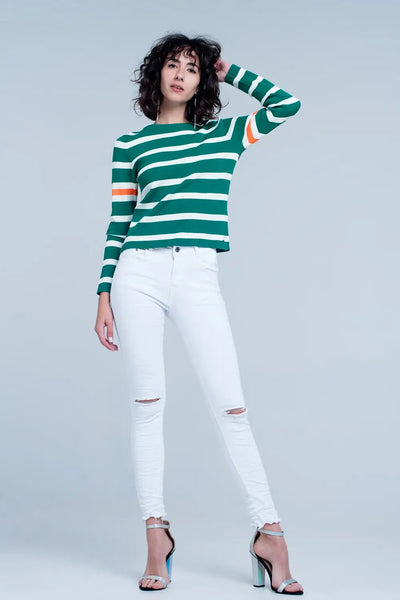 White skinny jeans with ripped knees detail - Jeans