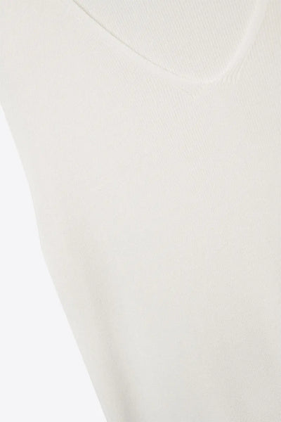 White sleeveless fine knitted top With V-Neck - One Size / White - Sweaters