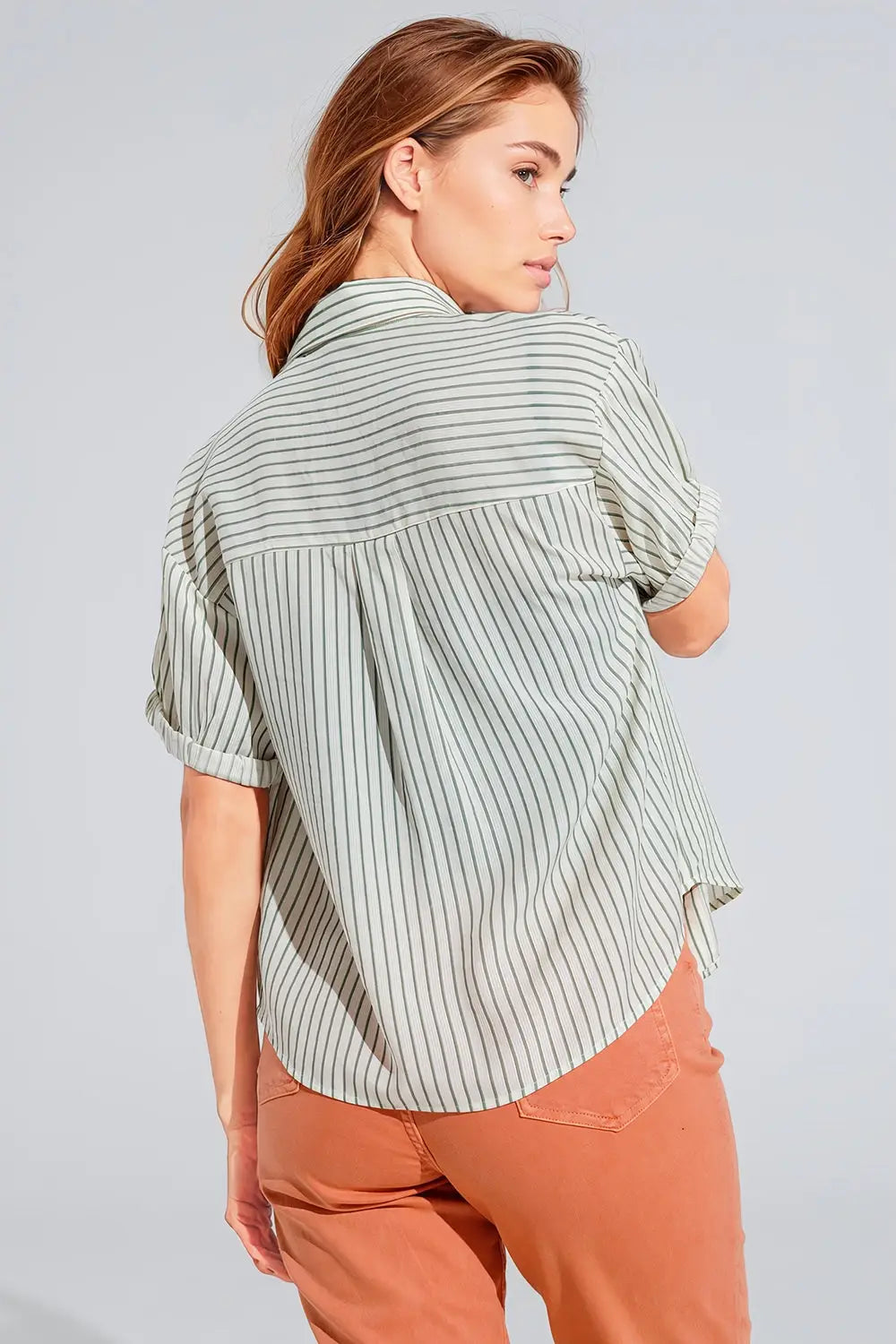 White Striped Blouse With Love Logo On Chest - Shirts