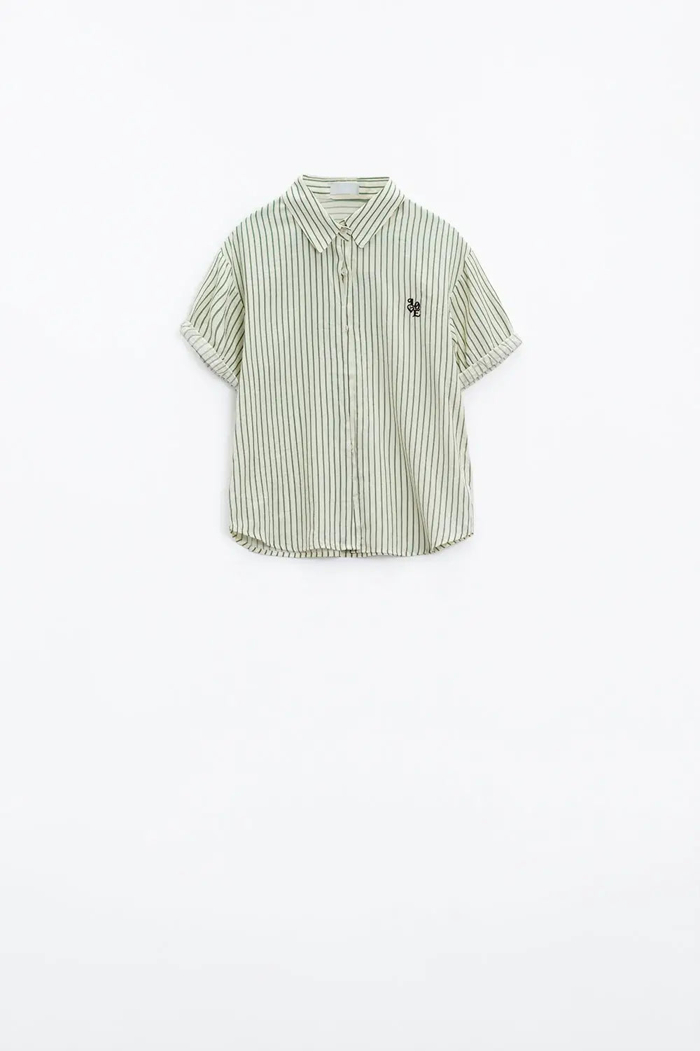 White Striped Blouse With Love Logo On Chest - Shirts