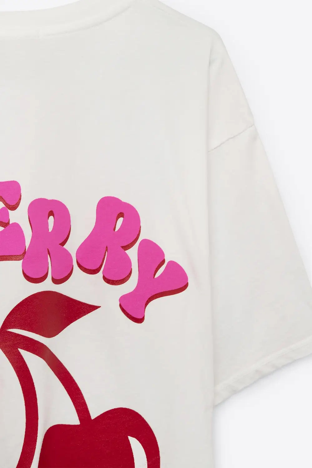 White T-shirt with Cherry in logo and letters - One Size / White - Tops