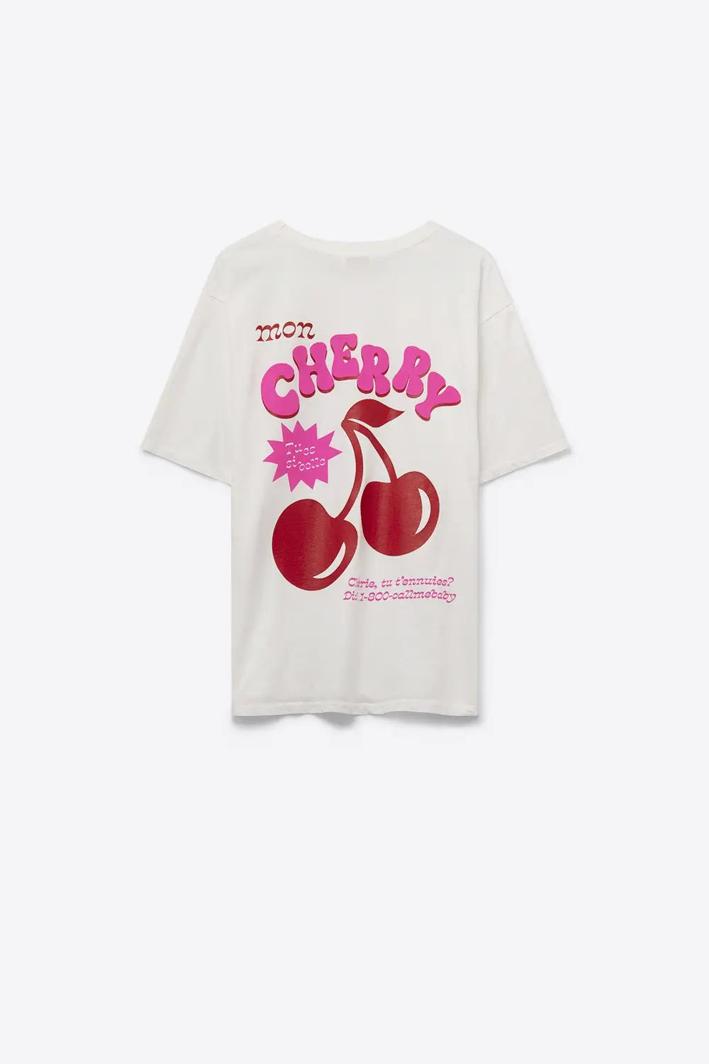 White T-shirt with Cherry in logo and letters - One Size / White - Tops