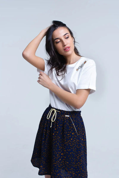 White t-shirt with crystal - Tops