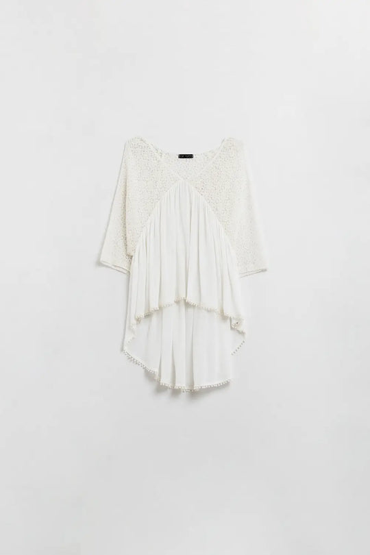 Q2 White V-neck Blouse