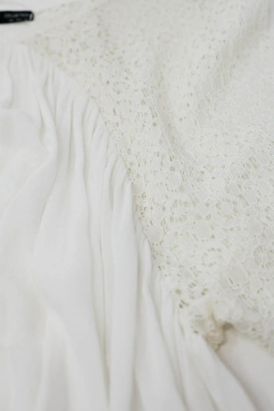 White V-neck Blouse - Shirts