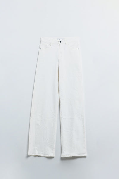 white wide leg high rise Pants