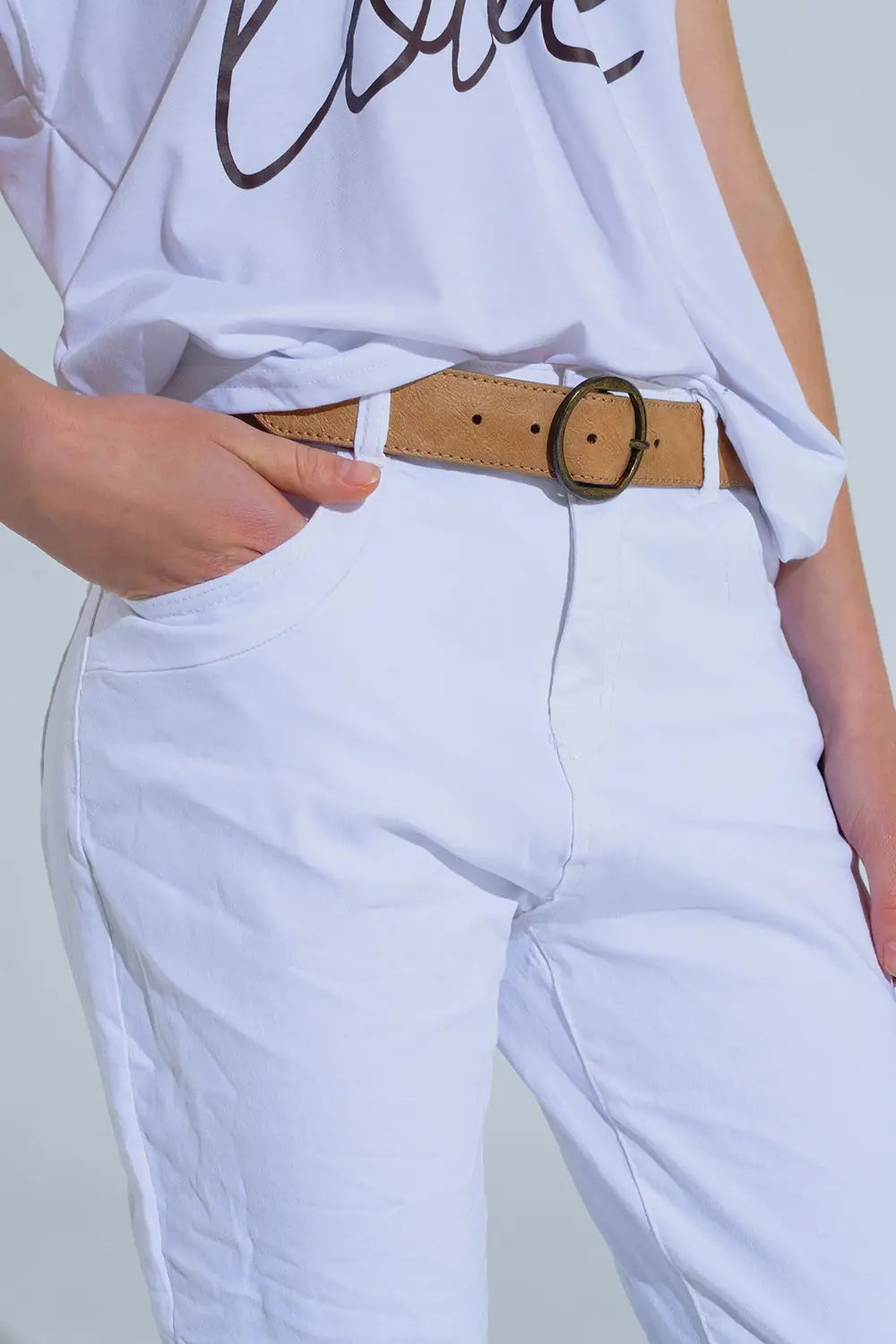 White Wrinkled Skinny Jeans - Jeans