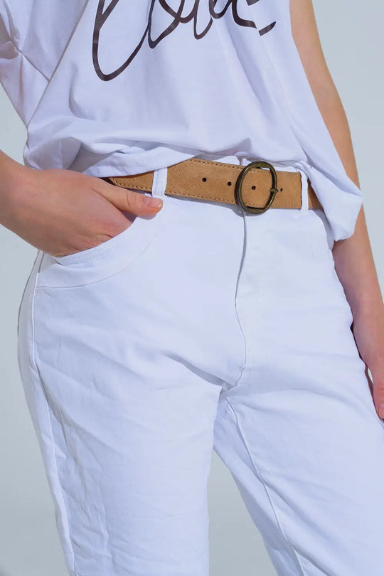 White Wrinkled Skinny Jeans - Jeans