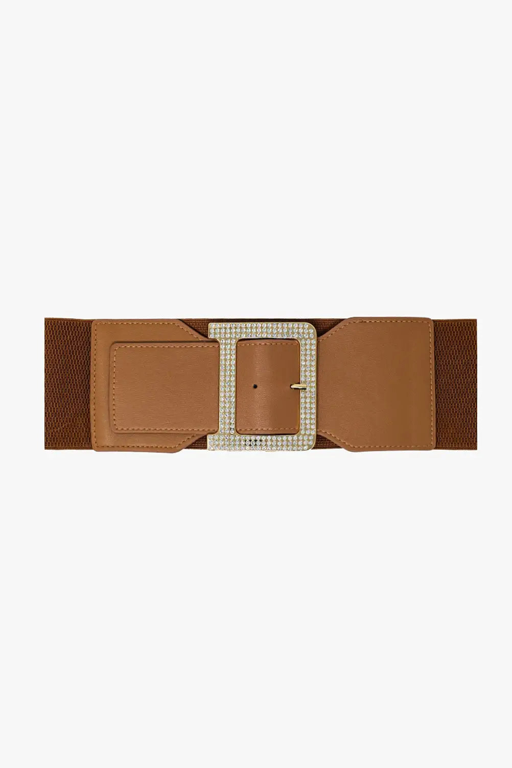 Q2 Wide elastic brown belt with rhinestone details