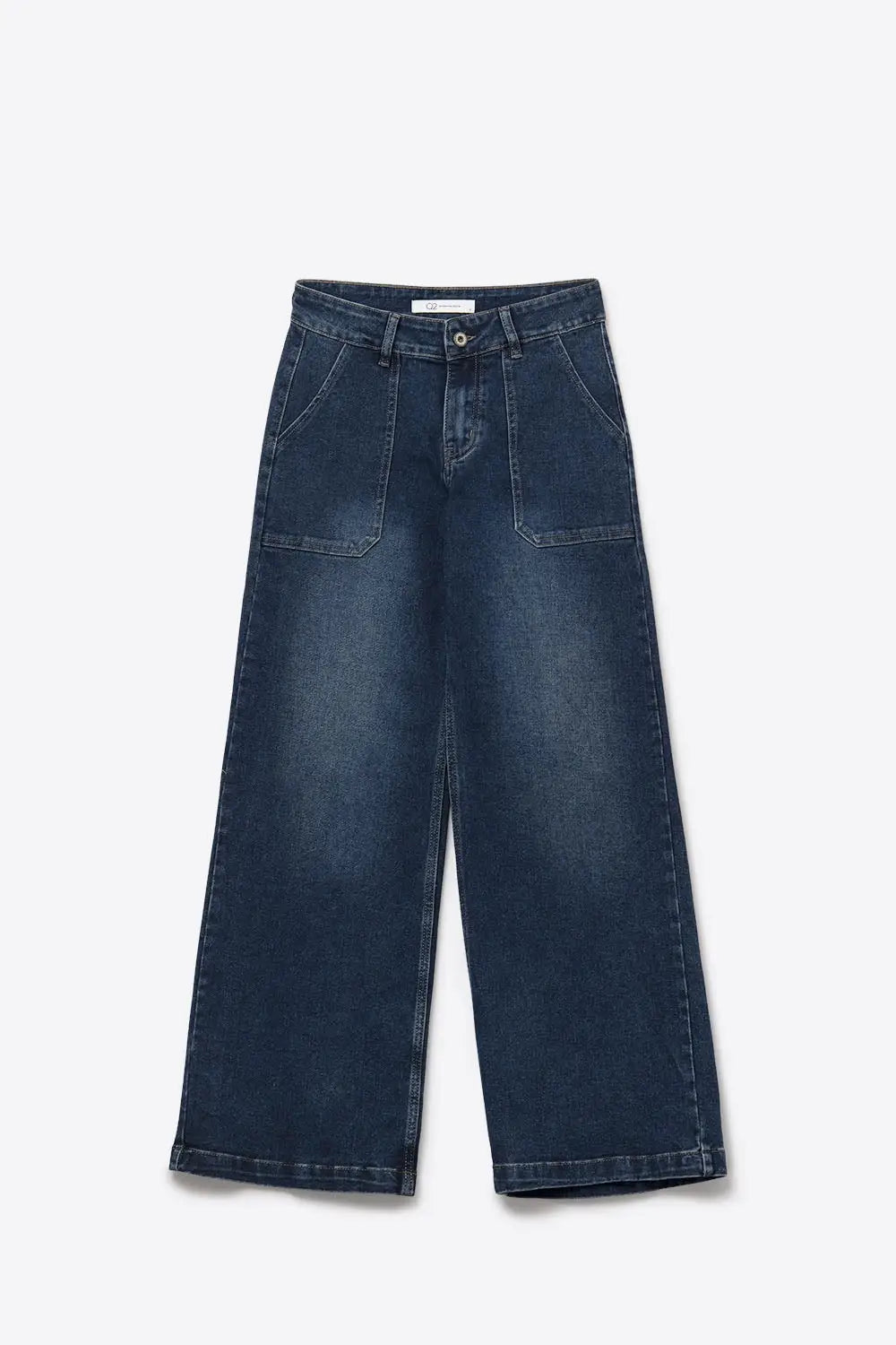 Wide-Leg Denim Jeans with Utility Patch Pockets - Jeans