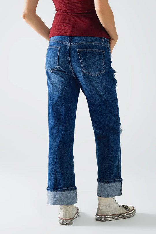 Wide leg jeans embellished with some patches - Jeans