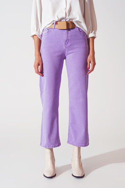 Wide leg jeans in purple