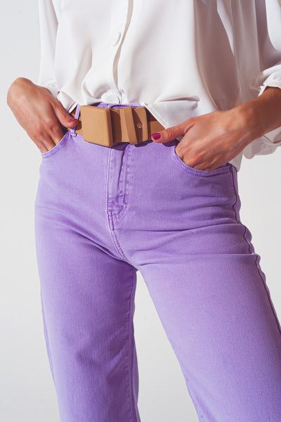 Wide leg jeans in purple