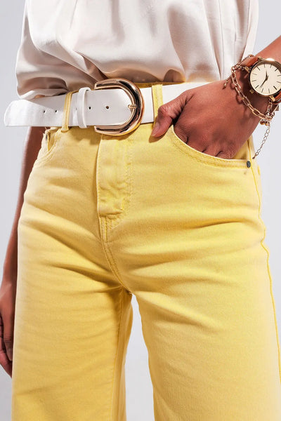Wide leg jeans in sunshine yellow - Jeans