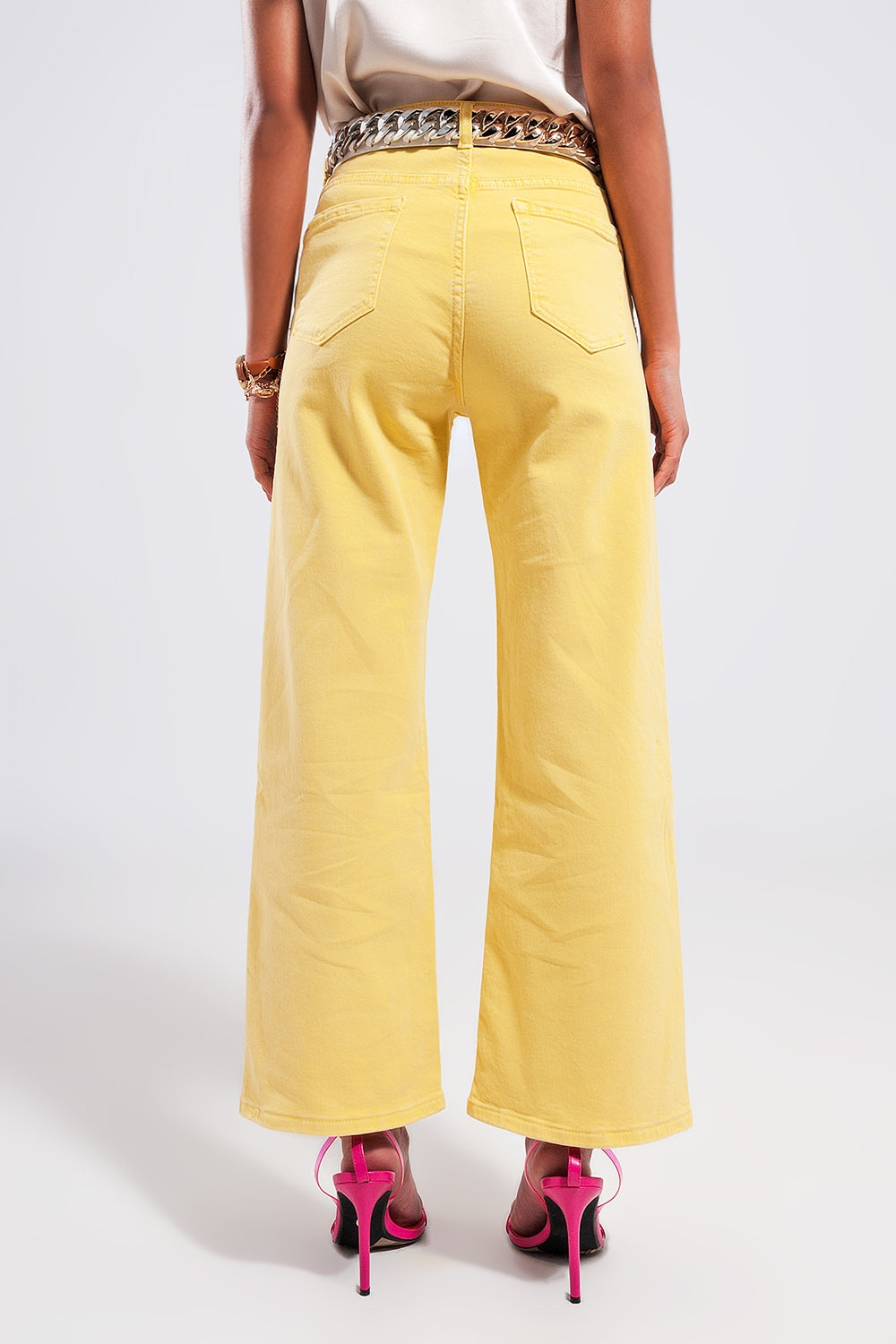 Wide leg jeans in sunshine yellow