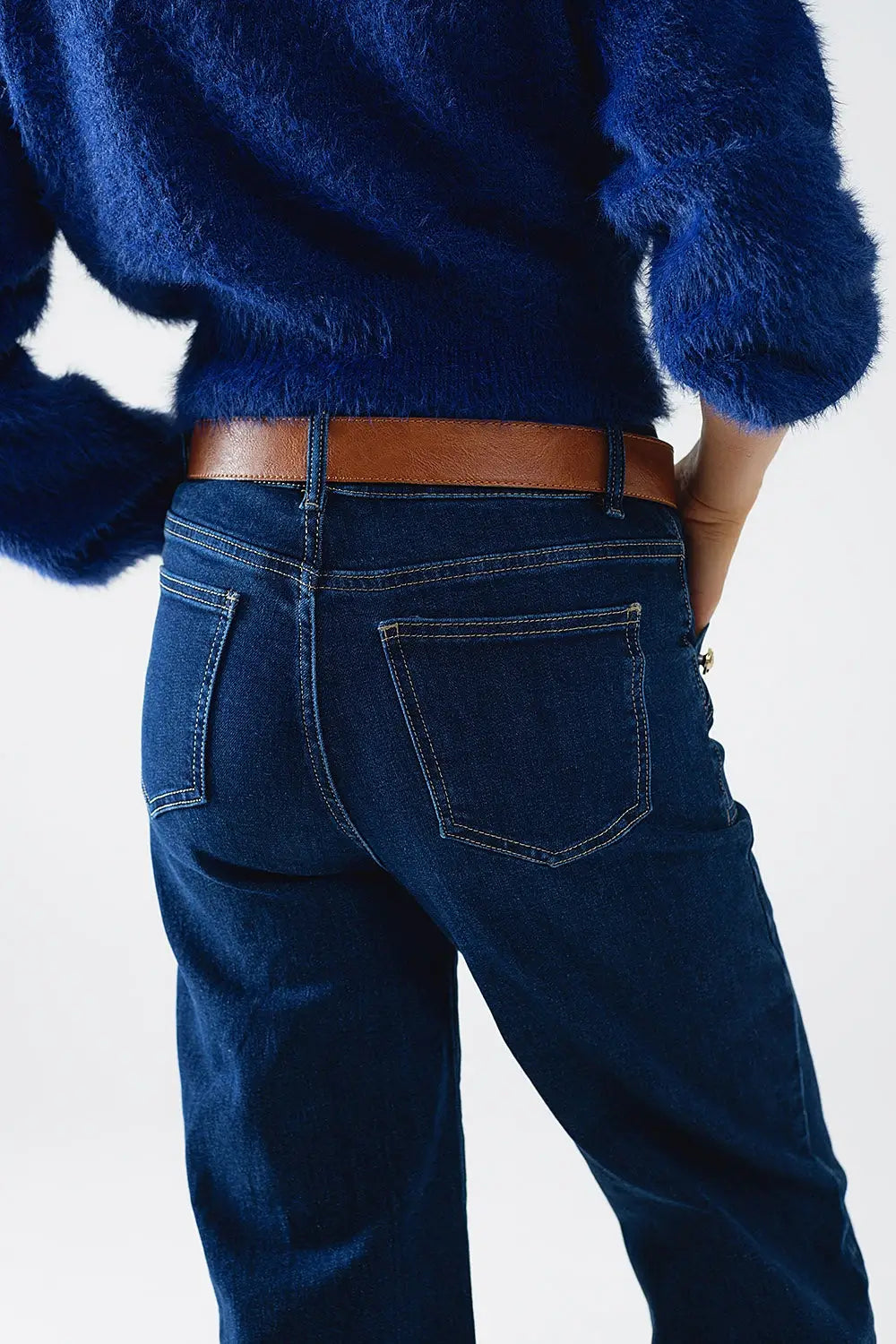 Wide leg jeans with 3 button detail - Jeans