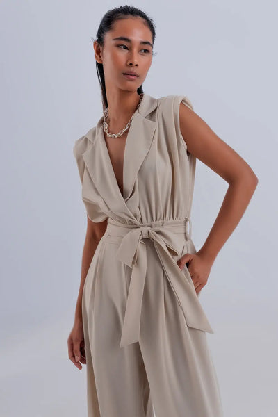 Wide leg jumpsuit in beige - Dresses