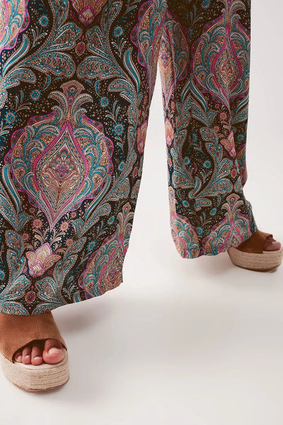 Wide leg jumpsuit in navy paisley print - Dresses