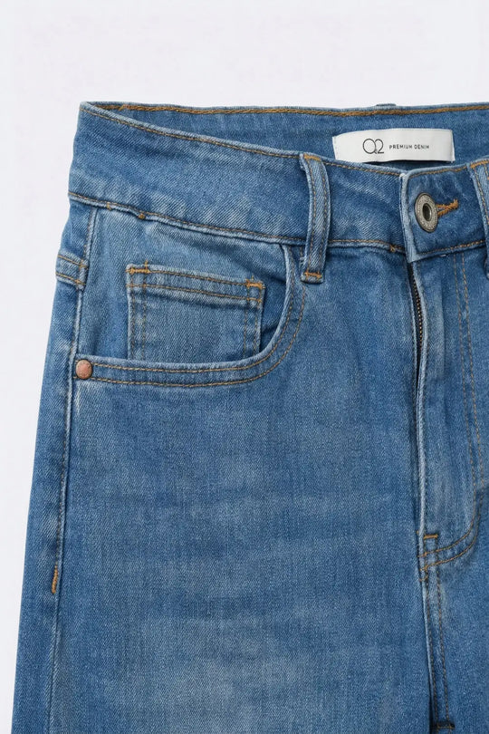 Wide-Leg mid Wash Denim Jeans with side seam - Jeans