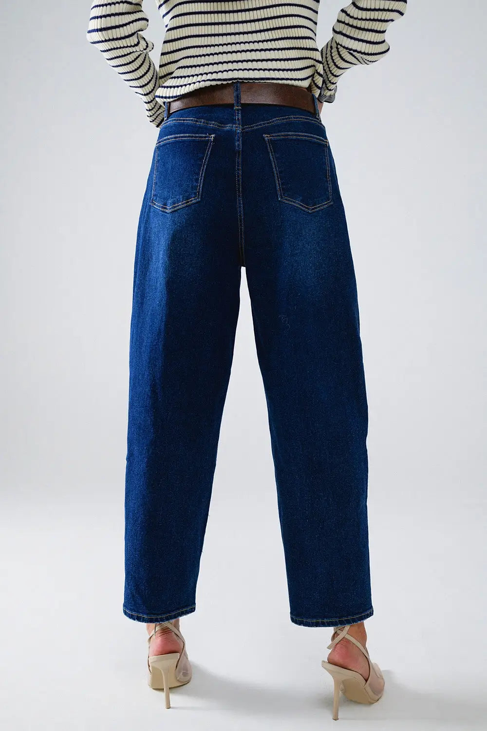 Wide Leg Mom Jeans In Mid Wash - Jeans