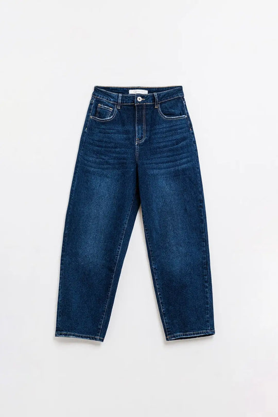 Wide Leg Mom Jeans In Mid Wash - Jeans
