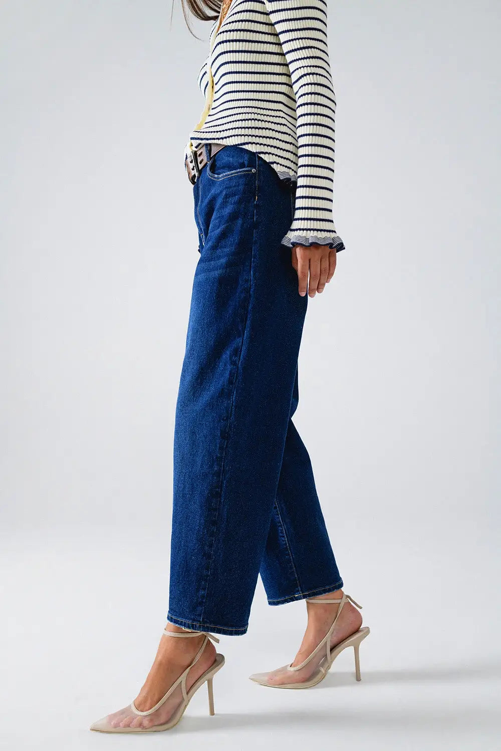 Wide Leg Mom Jeans In Mid Wash - Jeans