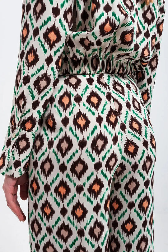 Wide leg pants in geo print - Pants