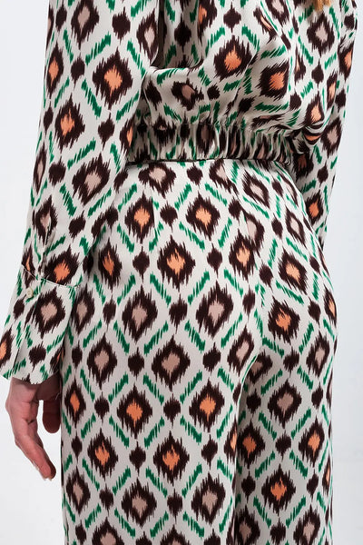 Wide leg pants in geo print - Pants