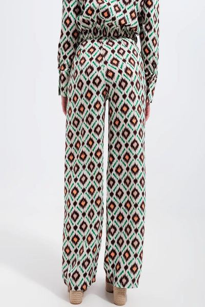 Wide leg pants in geo print - Pants