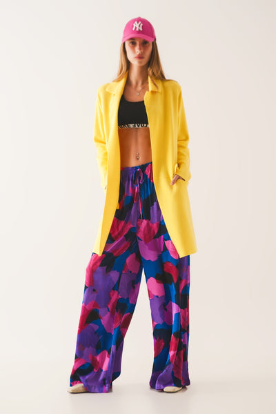 Wide leg pants in purple floral