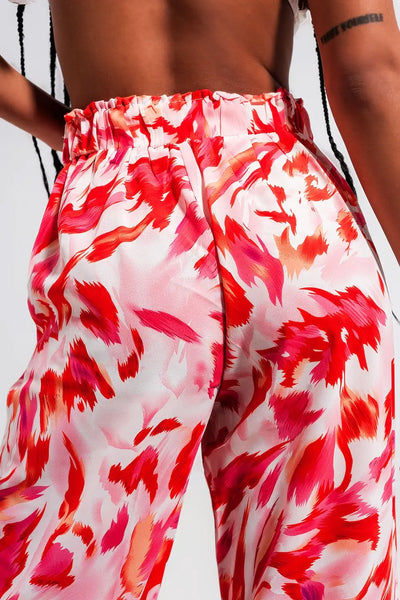 Wide leg pants with belt in fuchsia - Pants