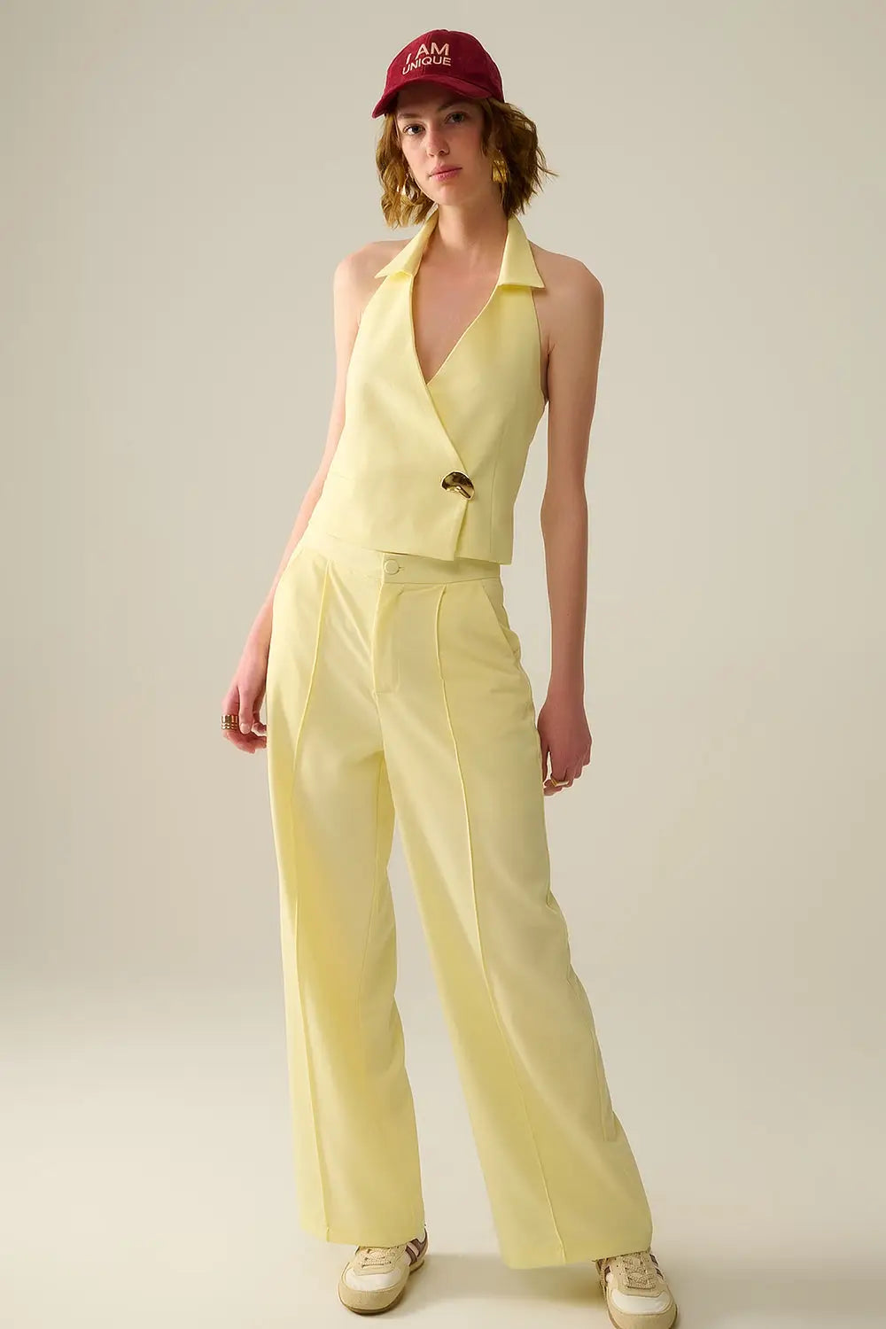 Wide Leg tailored pants In Yellow - Pants