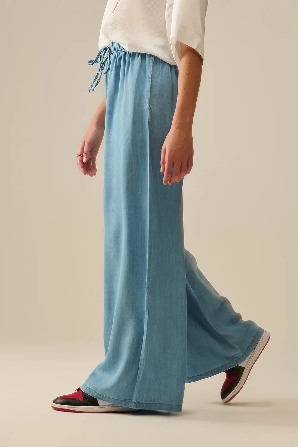 Wide Leg Tencel Pants in blue - Pants