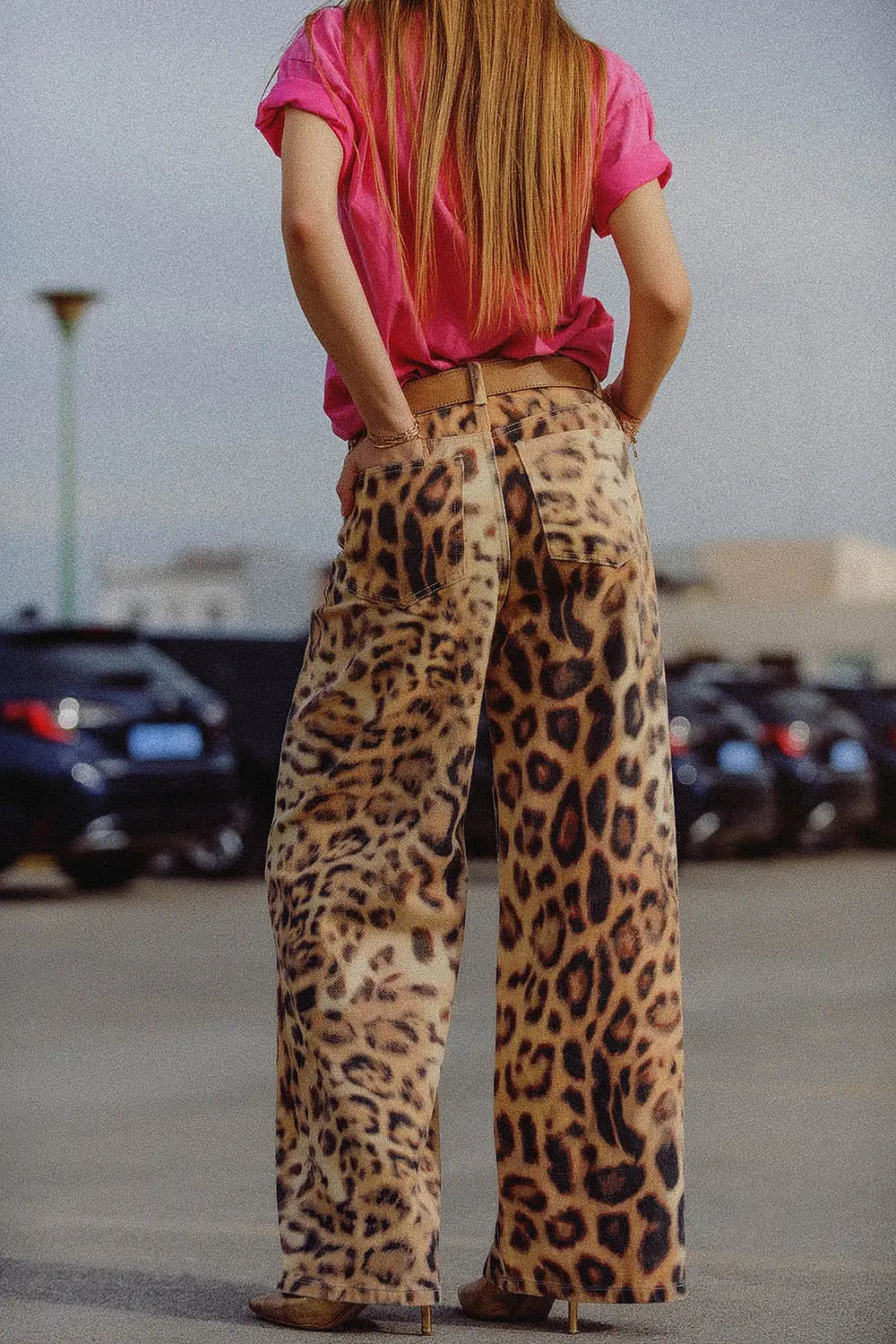 Wide-leg tiger print Pants with double side seams - Pants