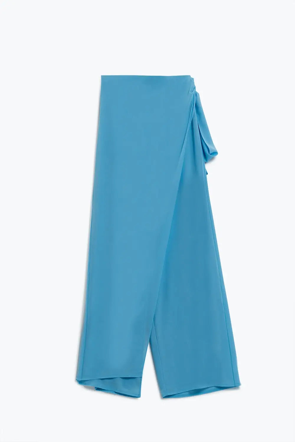 Wide Light blue Pants Overlay Skirt Tied At The Side - Pants