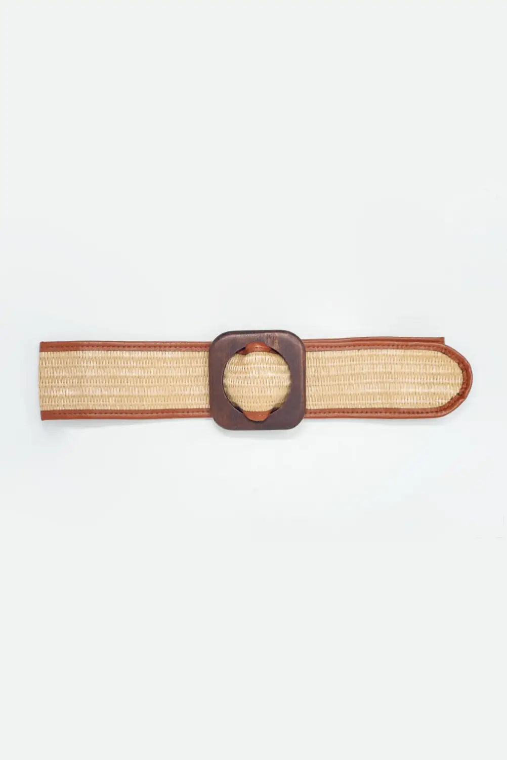 Q2 Wide square buckle waist belt in beige