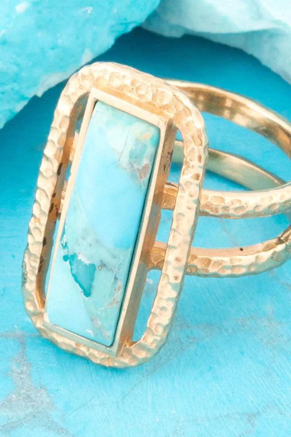 Willa Blue Turquoise Golden Statement Ring - Rings