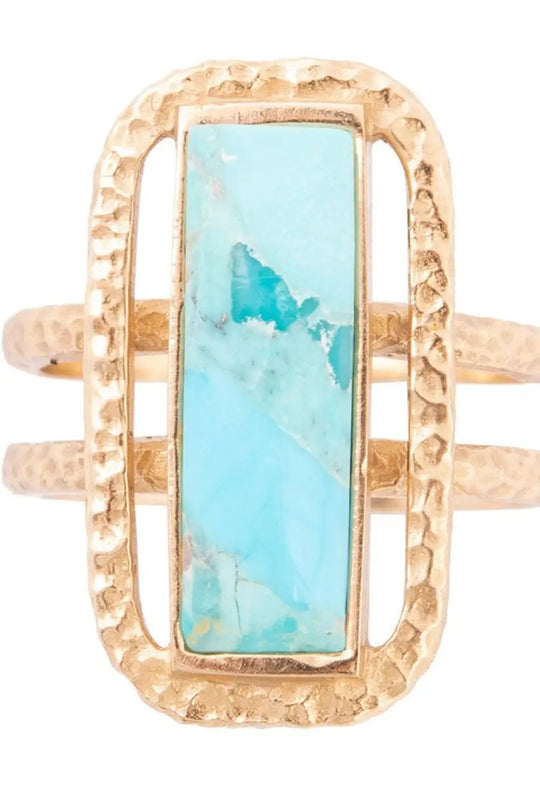 Willa Blue Turquoise Golden Statement Ring - Rings