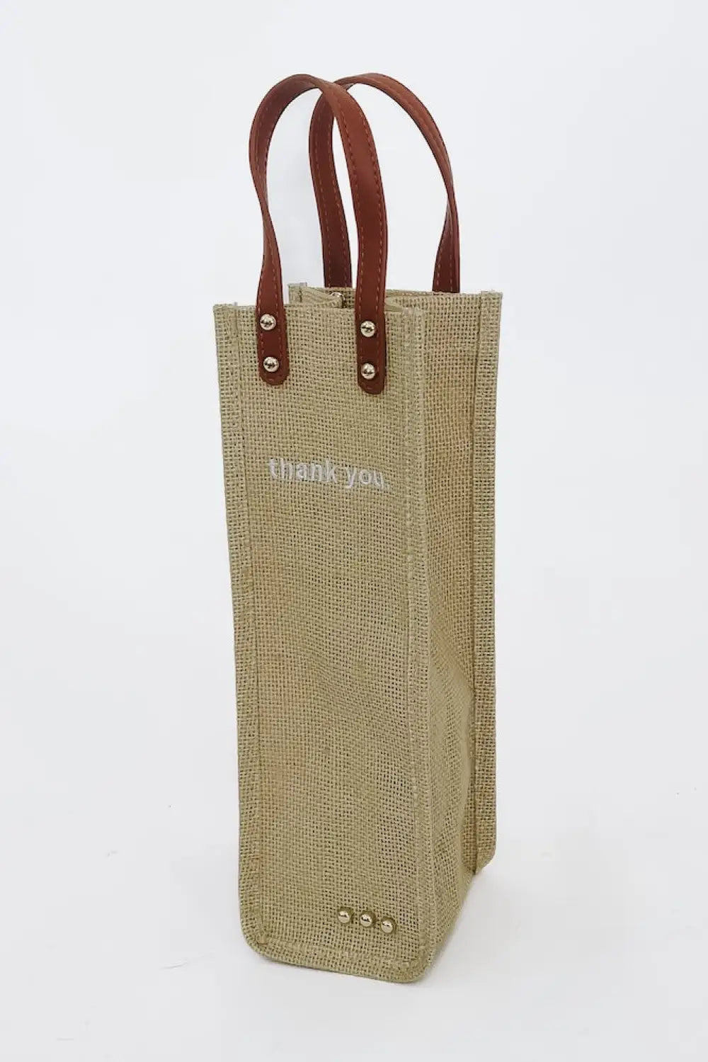 Gifted Canvas Reusable Wine Tote - Natural / Thank You - Pouch